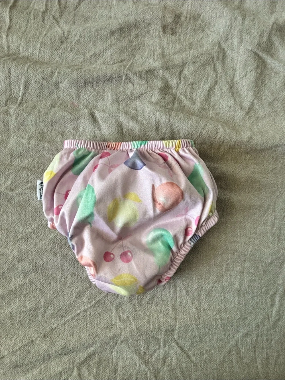 Pastel Pink Fruit-Print Swim Diaper Cover